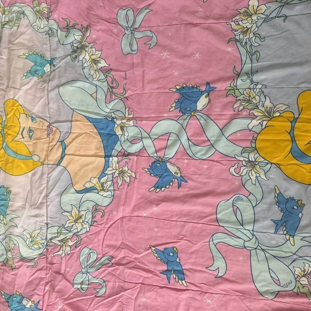 HTF Vintage Disney Pink Cinderella Reversible Twin Comforter - Picture 7 of 9